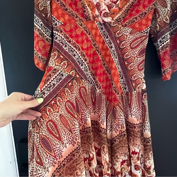 Vintage Y2K Asymmetrical Paisley Witchy Fairycore Whimsical Boho Flowy Dress - Picture 4 of 15